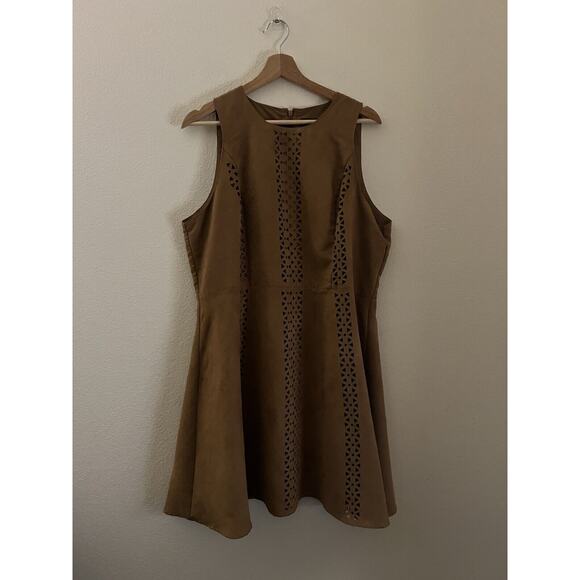 Mossimo faux sides cut out skater dress brown Side XL - Picture 2 of 6